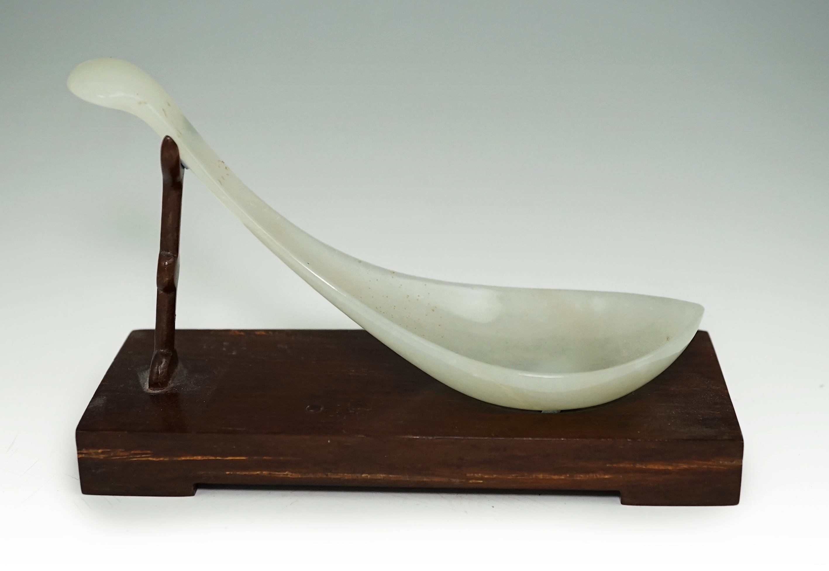 A rare Chinese white jade rice spoon, 19th century